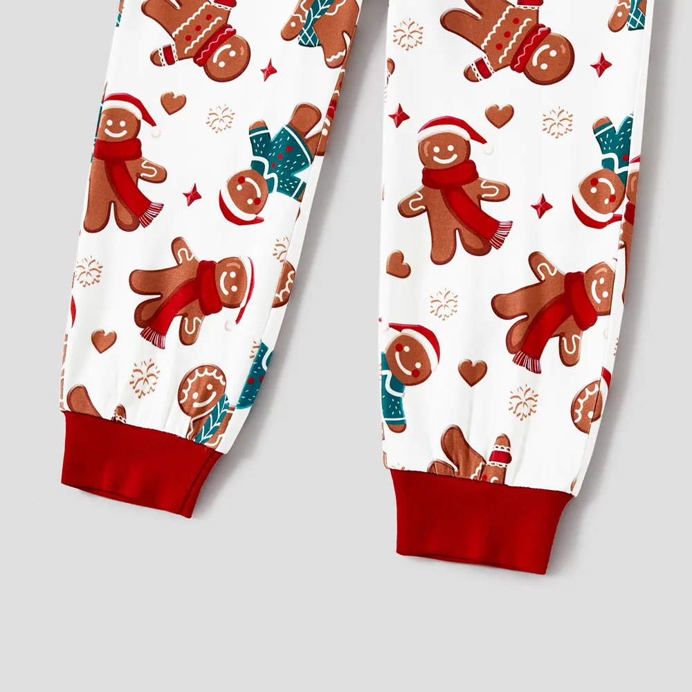 Christmas Cartoon Gingerbread Man Allover Print Family Matching Pajamas Sets (Flame Resistant) big image 15