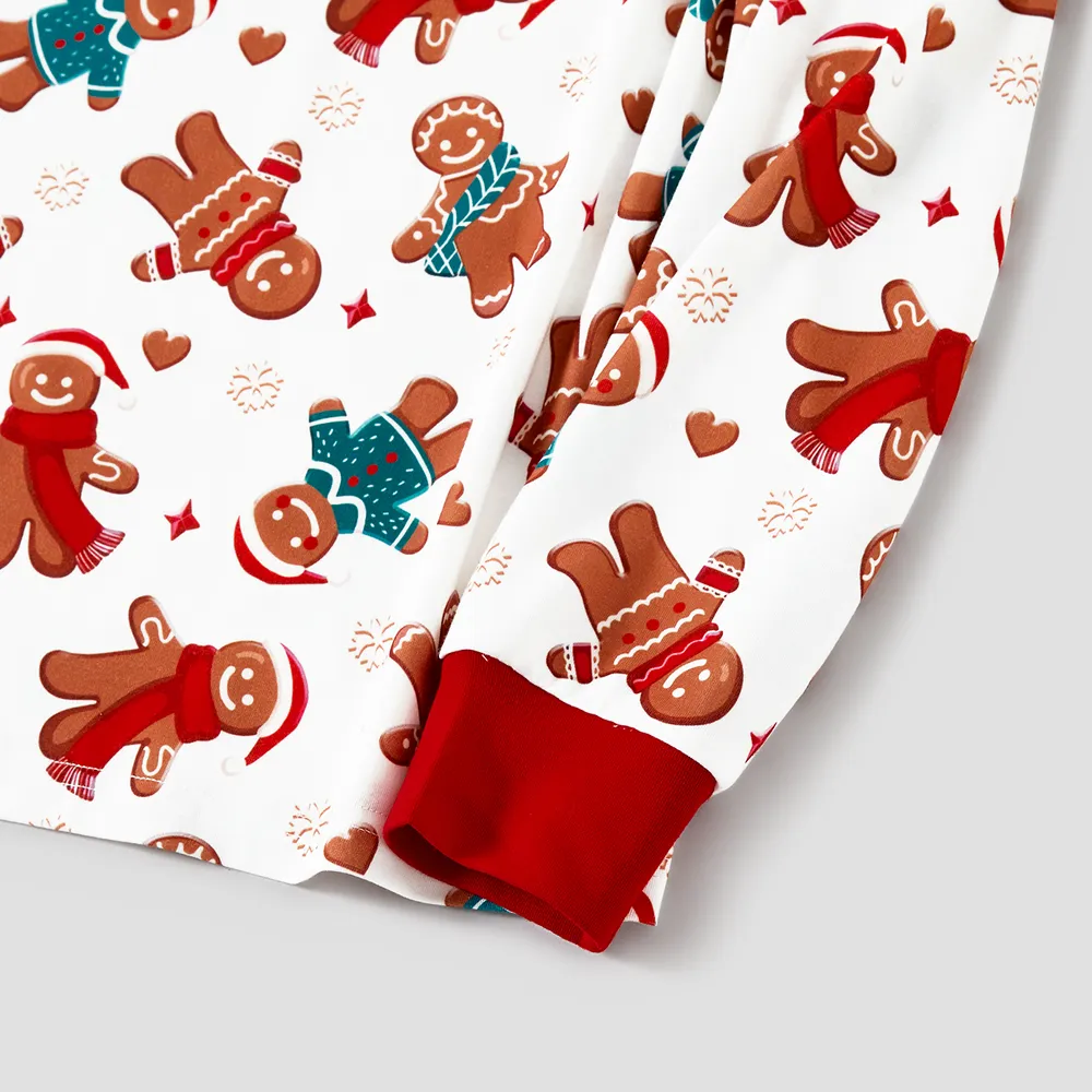 Christmas Cartoon Gingerbread Man Allover Print Family Matching Pajamas Sets (Flame Resistant)  big image 19
