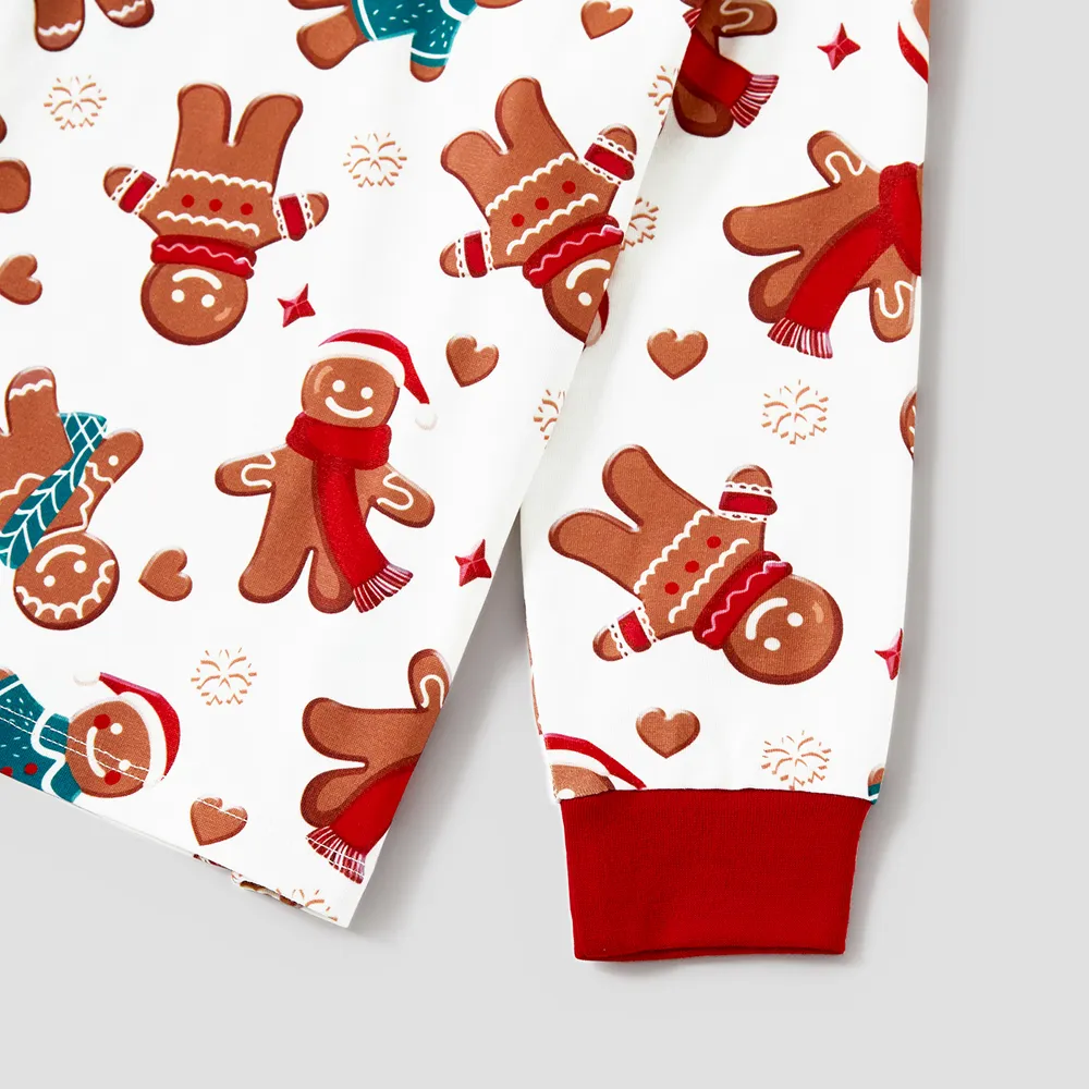 Christmas Cartoon Gingerbread Man Allover Print Family Matching Pajamas Sets (Flame Resistant) big image 13