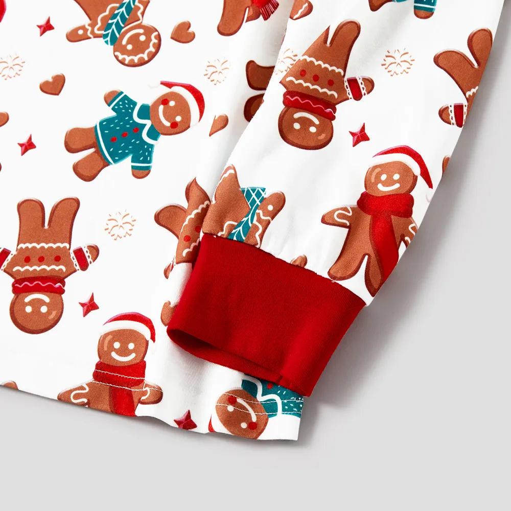 Christmas Cartoon Gingerbread Man Allover Print Family Matching Pajamas Sets (Flame Resistant)  big image 23