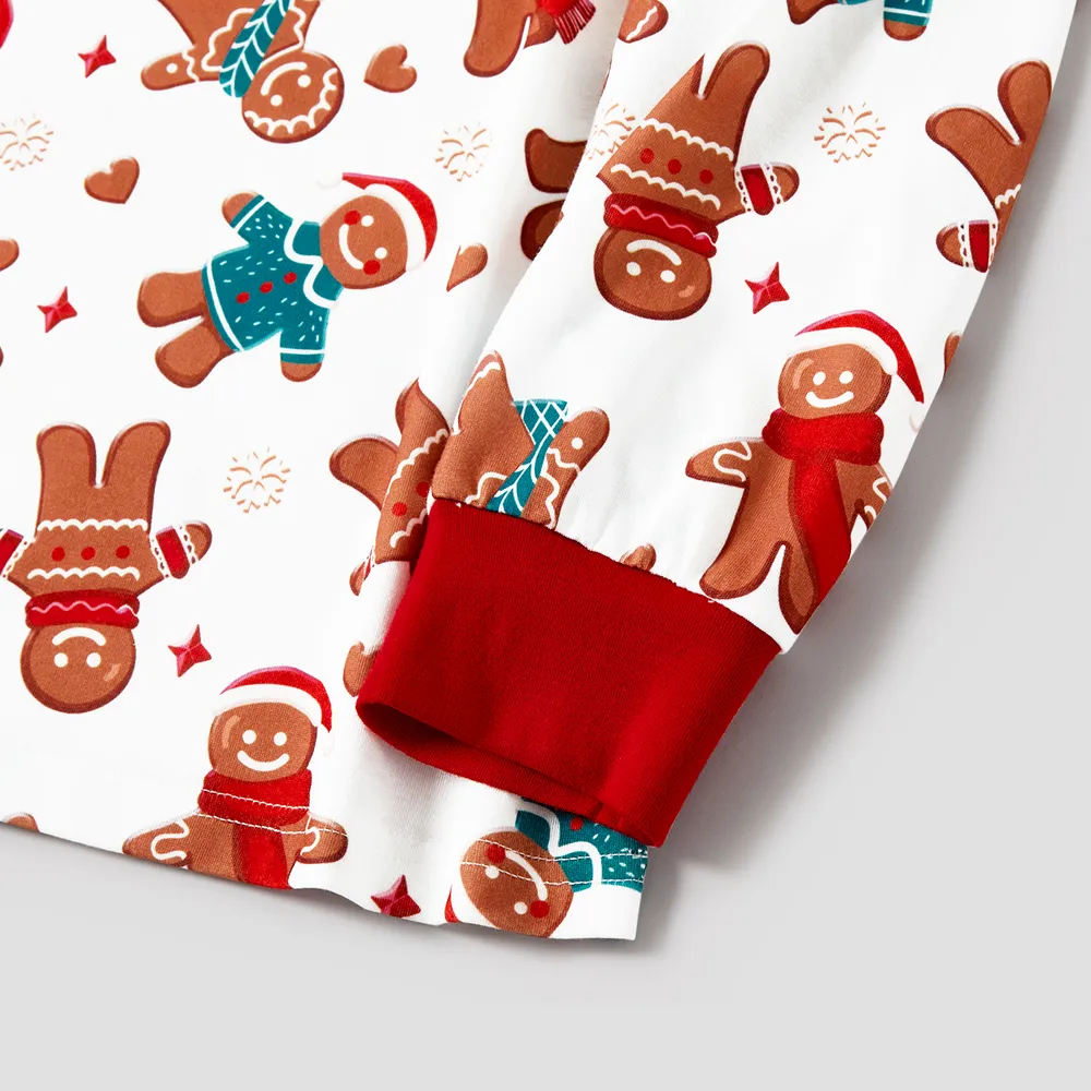 Christmas Cartoon Gingerbread Man Allover Print Family Matching Pajamas Sets (Flame Resistant) big image 23