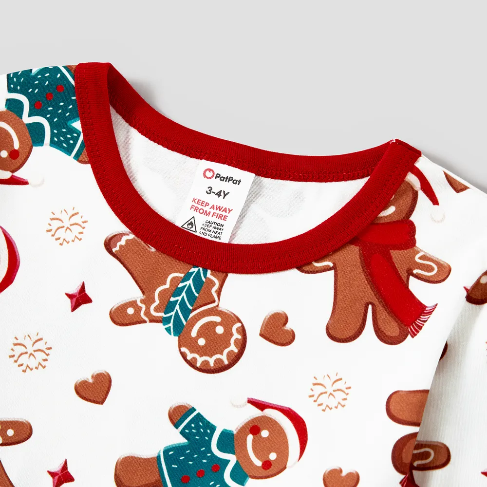 Christmas Cartoon Gingerbread Man Allover Print Family Matching Pajamas Sets (Flame Resistant)  big image 12