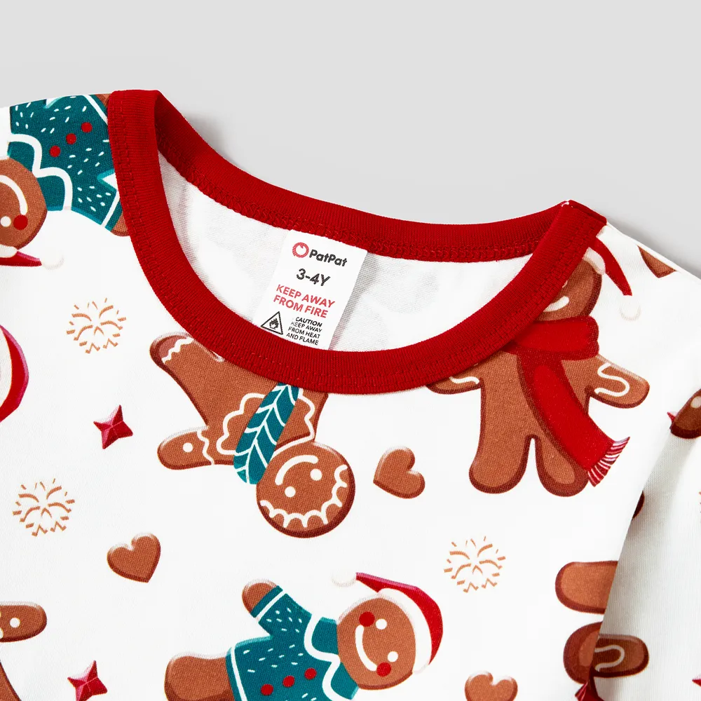Christmas Cartoon Gingerbread Man Allover Print Family Matching Pajamas Sets (Flame Resistant) big image 12