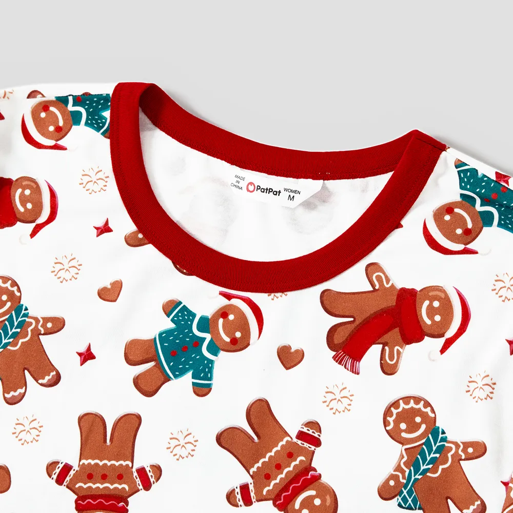 Christmas Cartoon Gingerbread Man Allover Print Family Matching Pajamas Sets (Flame Resistant) big image 18