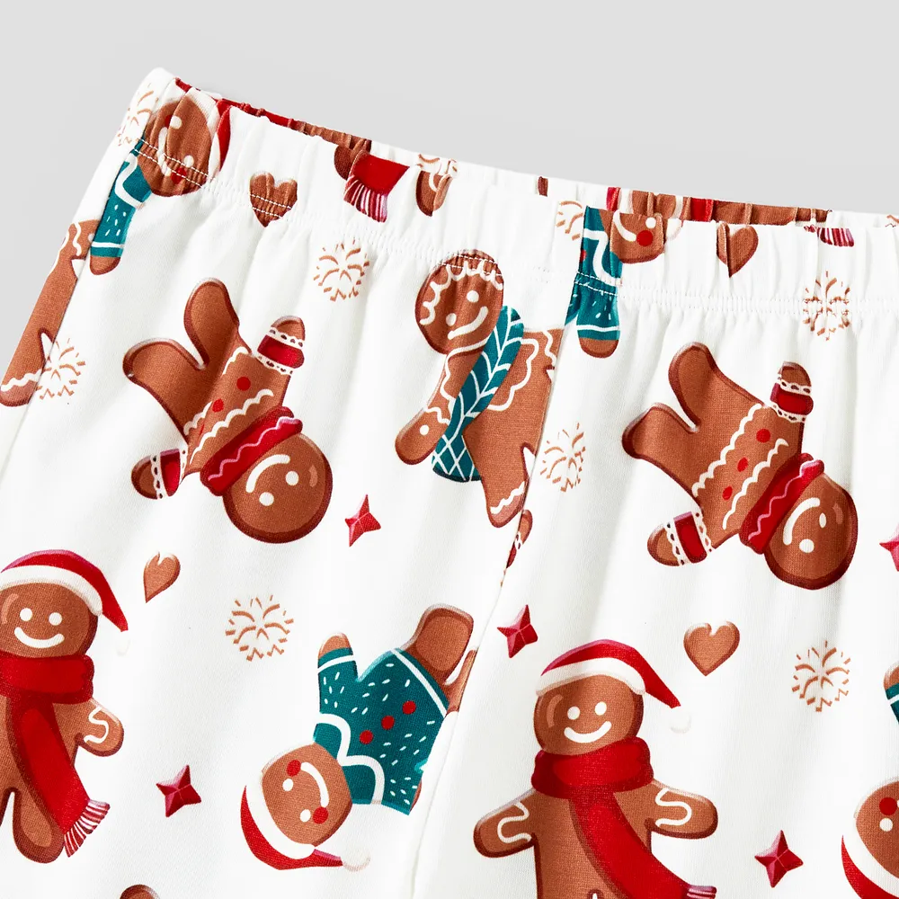 Christmas Cartoon Gingerbread Man Allover Print Family Matching Pajamas Sets (Flame Resistant) big image 14