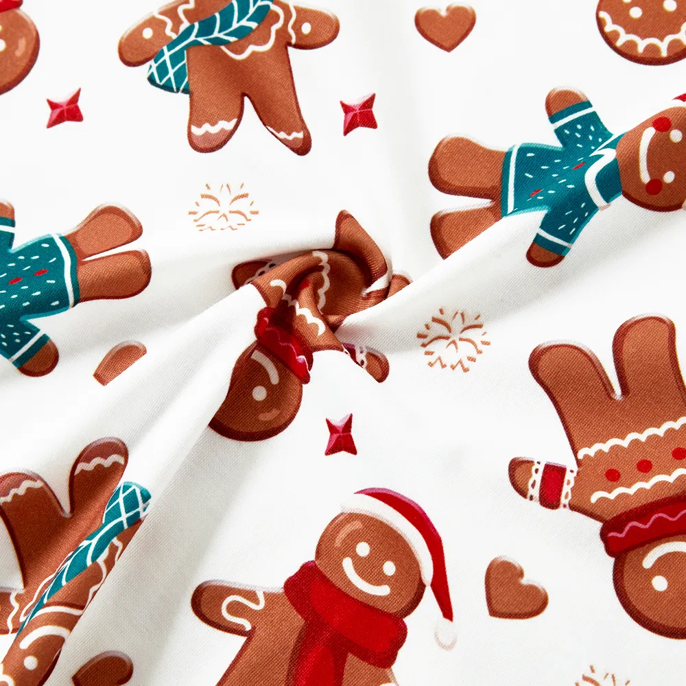 Christmas Cartoon Gingerbread Man Allover Print Family Matching Pajamas Sets (Flame Resistant)  big image 8