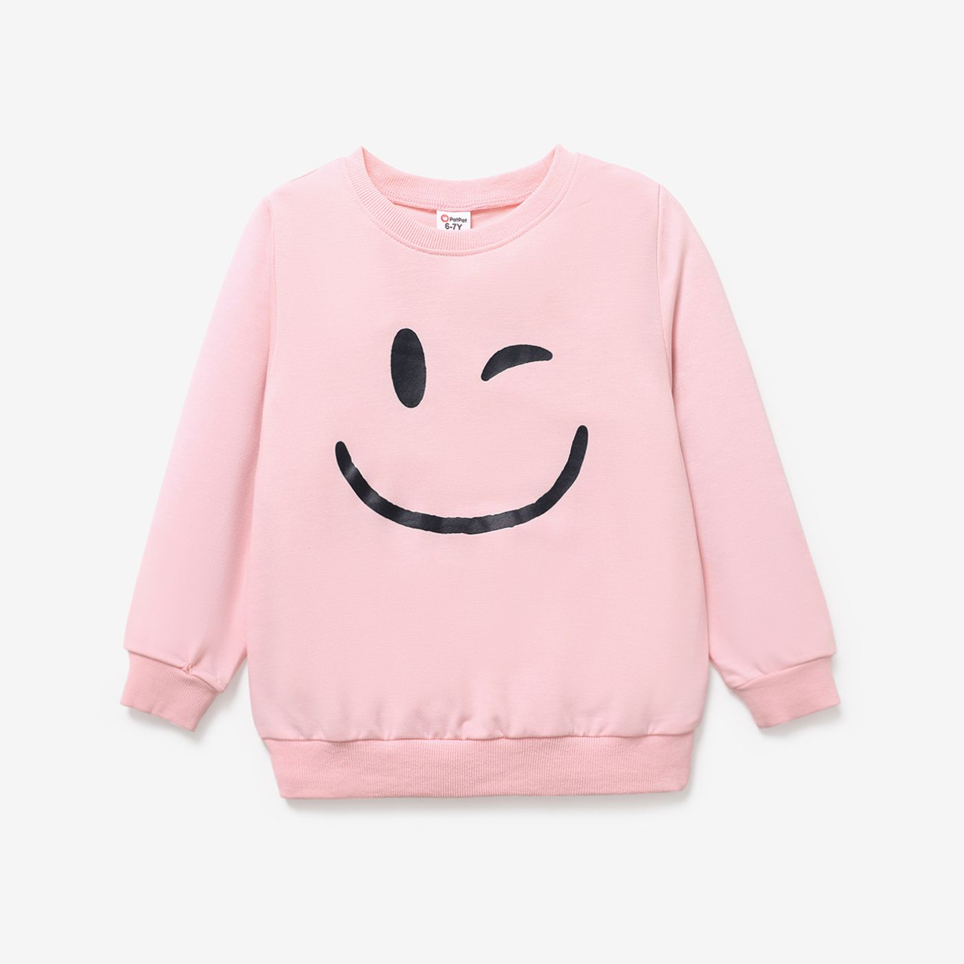 Kid Girl Fabric Stitching Childlike Character Sweatshirt
