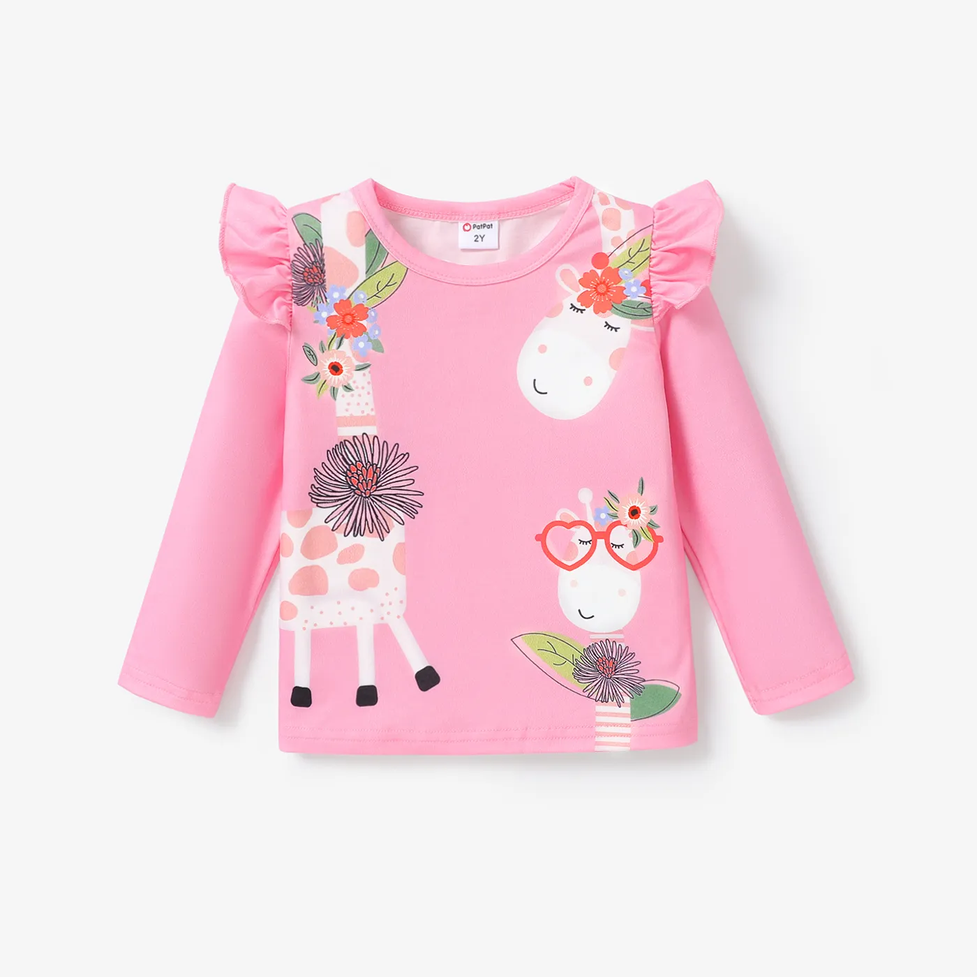  Toddler Girl Childlike Giraffe Flutter Sleeve Tee Pink big image 1