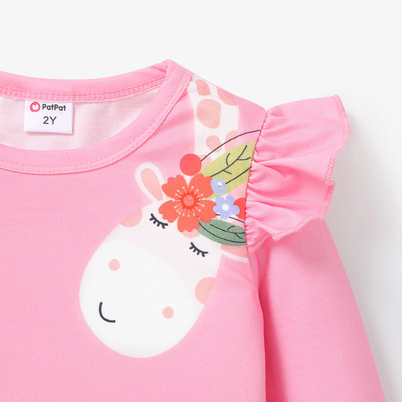 Toddler Girl Childlike Giraffe Flutter Sleeve Tee Pink image 4