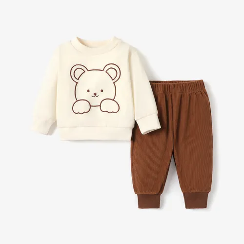 2PCS Baby Boy/Girl Childlike Bear Animal Pattern Set
