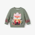 Baby Girls Childlike Rabbit Animal print Pullover Sweatshirt Green