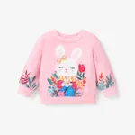 Baby Girls Childlike Rabbit Animal print Pullover Sweatshirt Pink