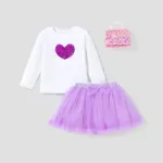  2PCS Toddler Girl Heart-shaped Long Sleeve Top/ Mesh Skirt Set
  image 2