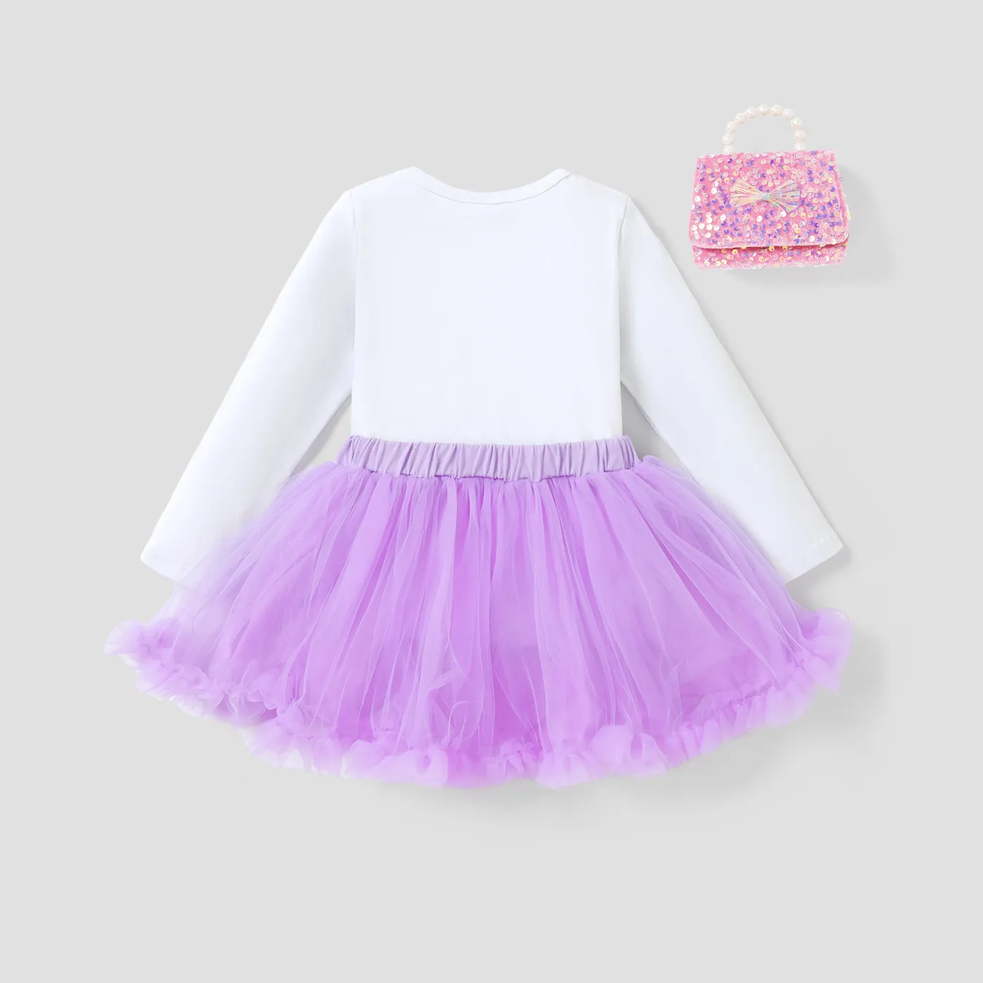  2PCS Toddler Girl Heart-shaped Long Sleeve Top/ Mesh Skirt Set
  image 3
