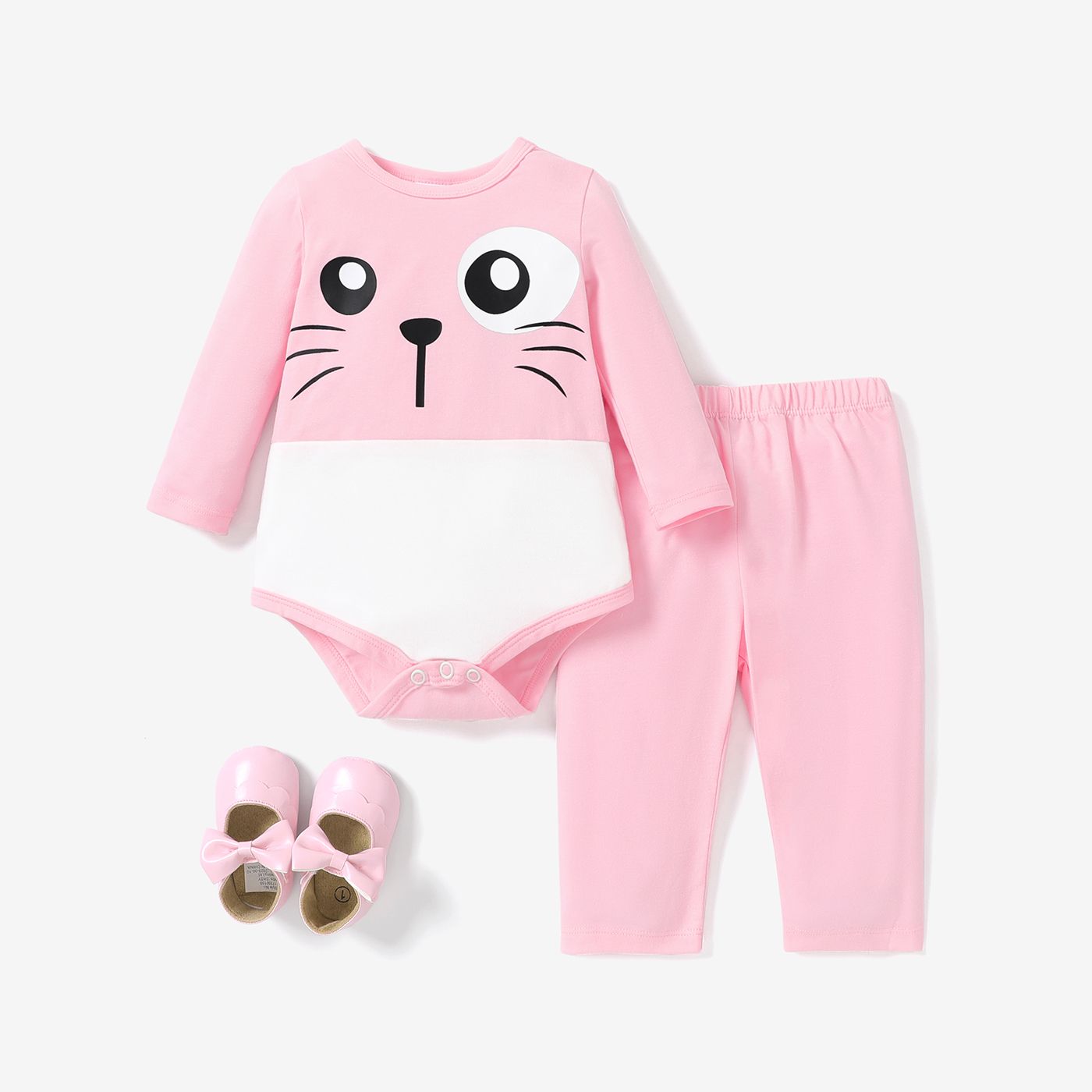 2PCS Baby Girl Sweet Fabric Stitching Jumpsuit/ Pants Set