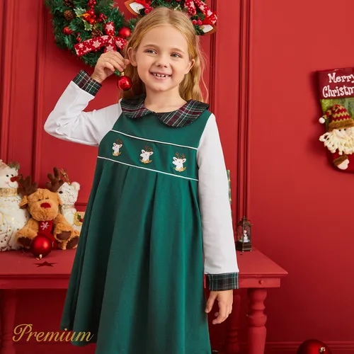 Toddler Girl Elegant Solid Color Long Sleeve Dress with Lapel