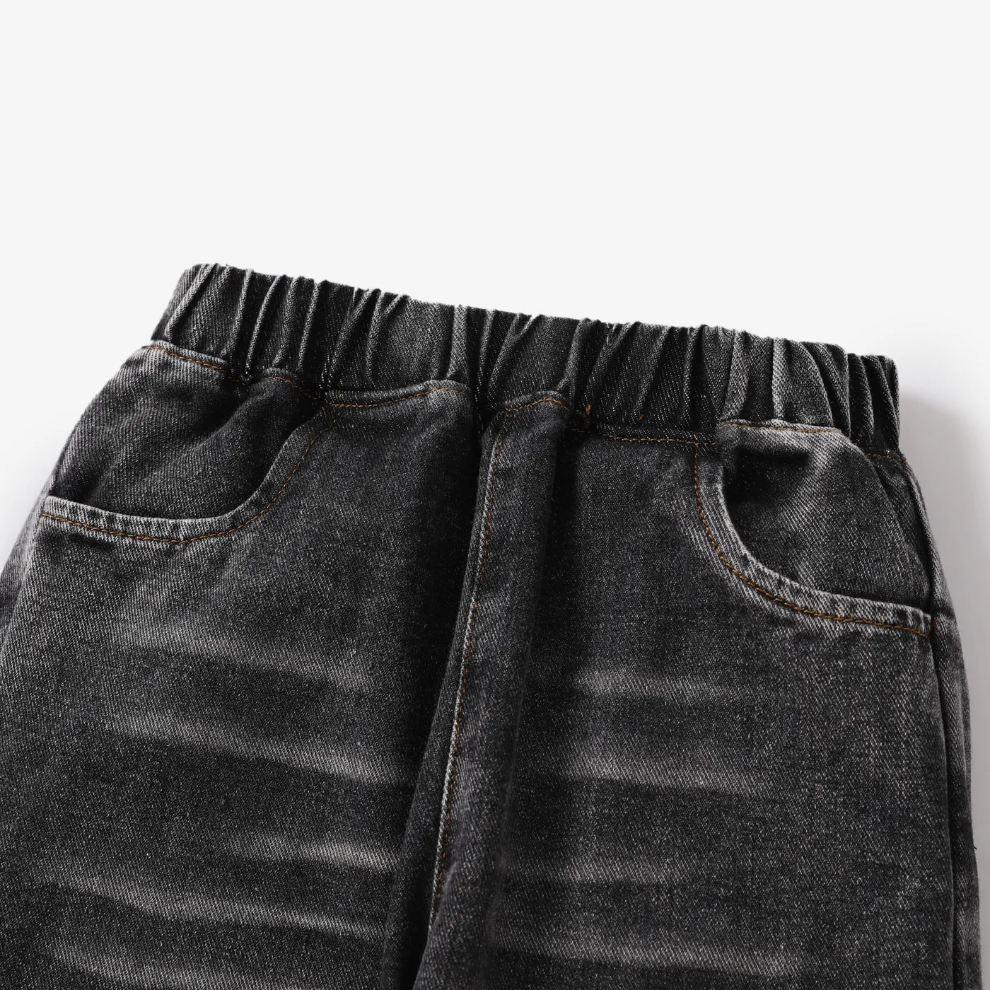 2PCS Kid Boy Thanksgiving Casual Letter Top/ Denim Pant Set
 Black image 6
