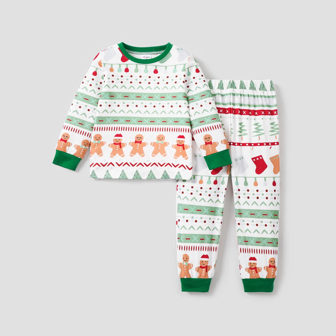 2pcs Kid/Toddler Girl/Boy Christmas Print Pajama Set Toddler Color block