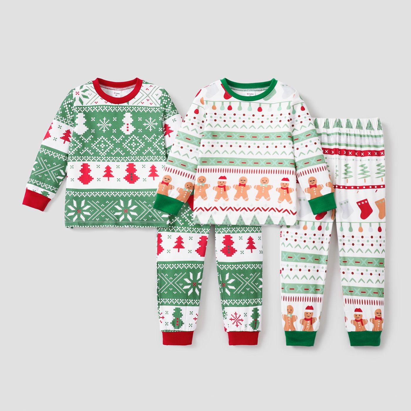 2件兒童/幼兒女孩/男孩聖誕印花睡衣套裝
