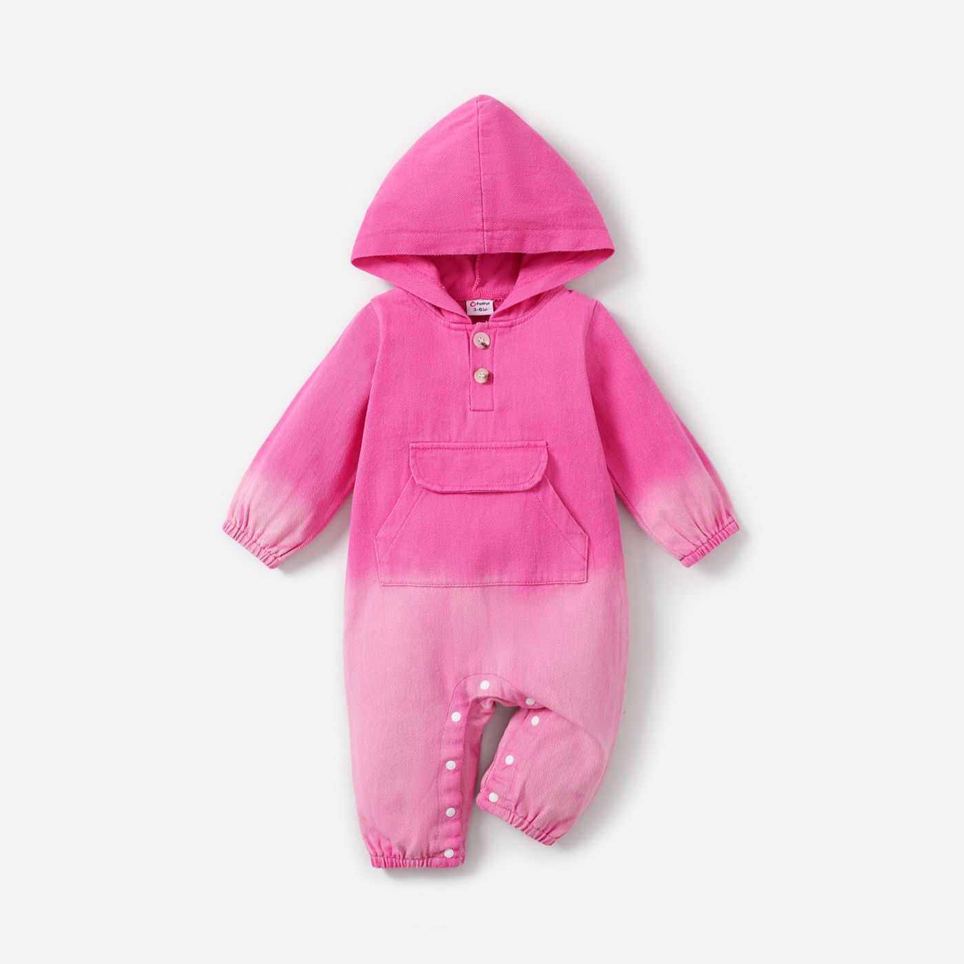 Baby Girl  Casual Solid Color Hooded Long Sleeve Denim Jumpsuit