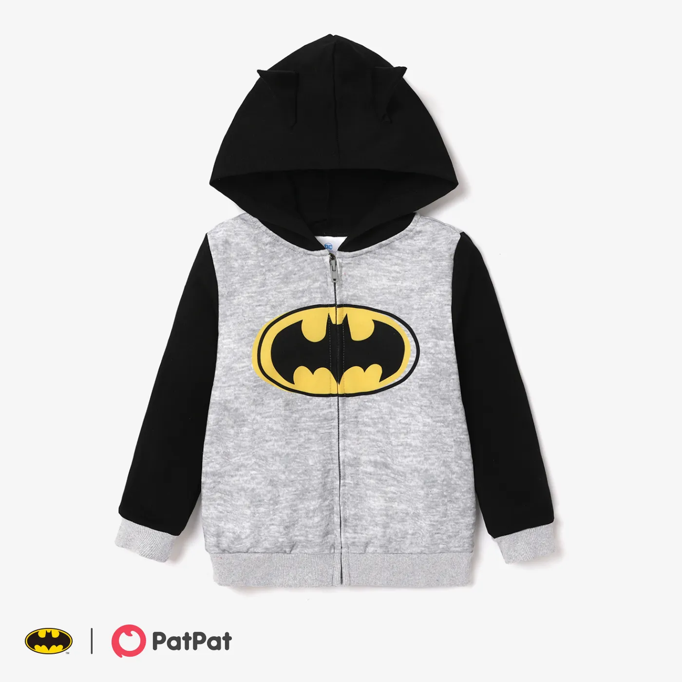 Justice League Toddler Boy Character Print Long-sleeve Hooded Jacket Grey big image 1