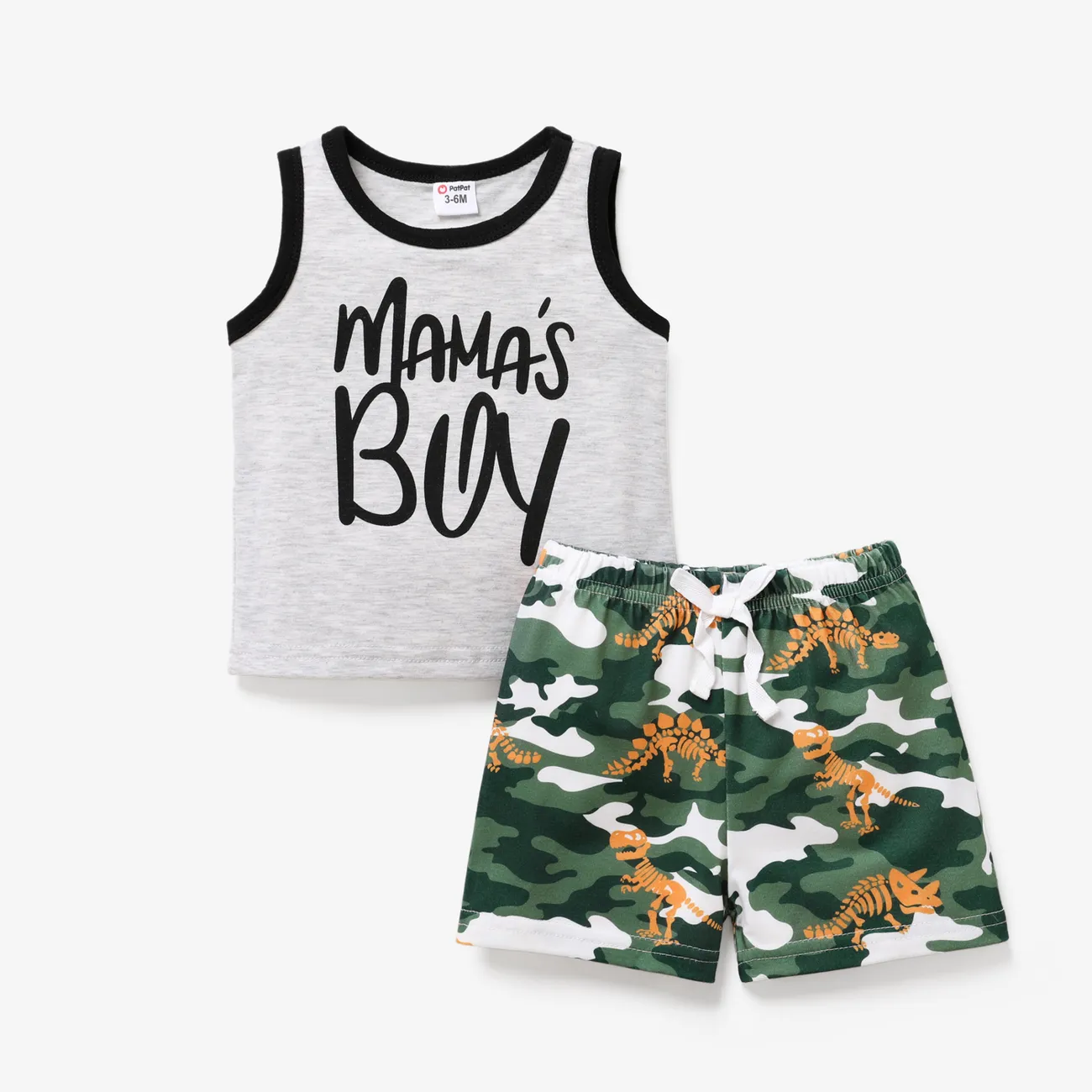 2 unidades Bebé Menino Costuras de tecido Casual Sem mangas Conjunto para bebé cinza salpicado big image 1