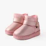 Toddler and Kids Basic Solid Color Velcro Snow Boots Pink