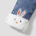 Toddler Girl Childlike Rabbit Patch Thick Denim Jeans  image 4