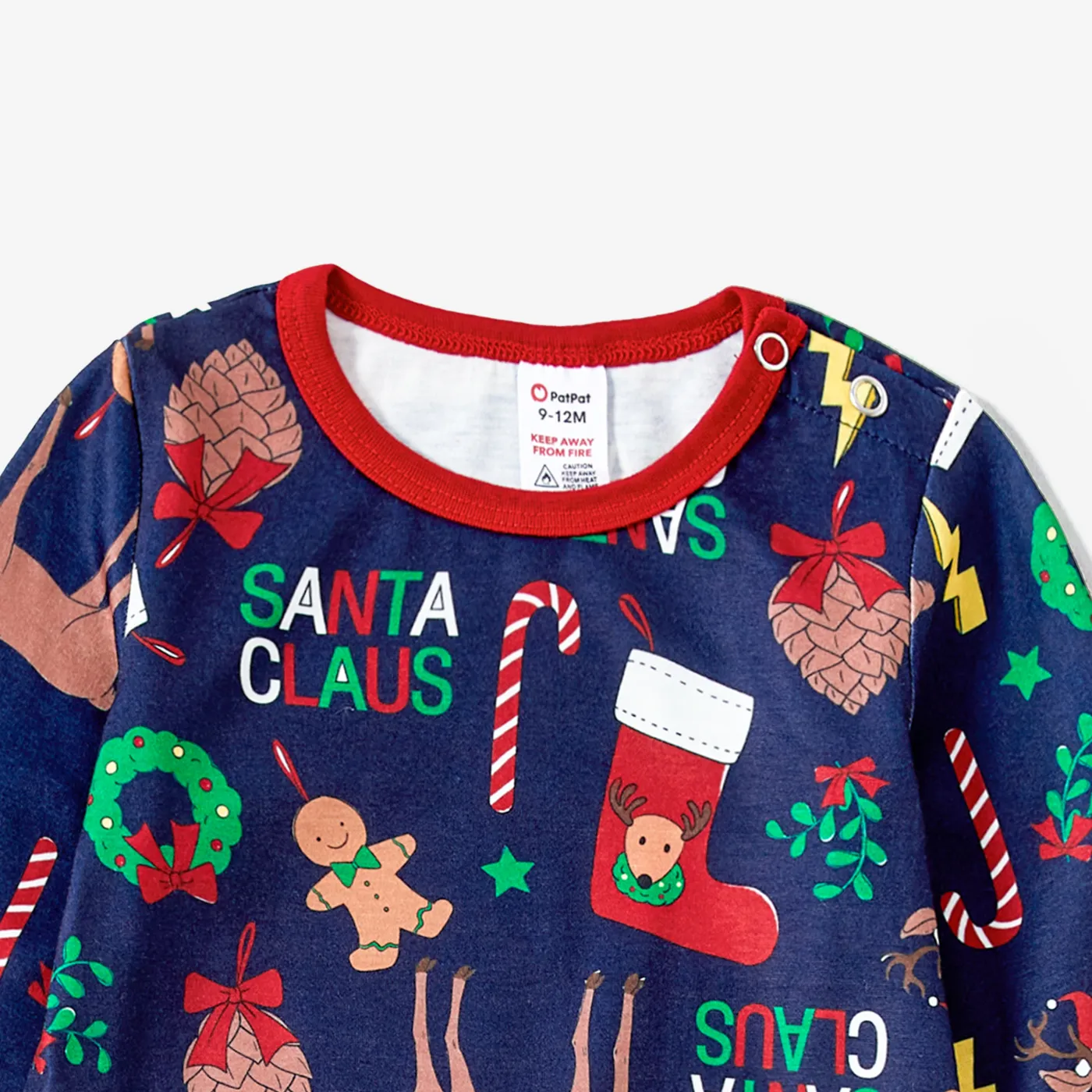 Christmas Family Matching Festival Theme All-over Print Long-sleeve Pajamas Sets(Flame resistant) Blue image 3