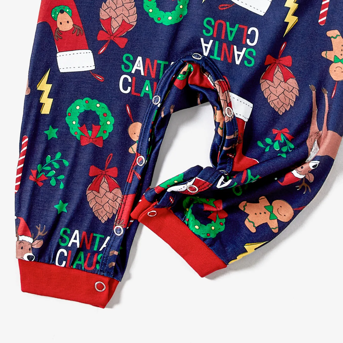 Christmas Family Matching Festival Theme All-over Print Long-sleeve Pajamas Sets(Flame resistant) Blue image 5