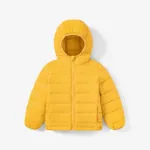 Kid Boy/Kid Girl Lightweight Zipper Solid Hooded Coat Yellow