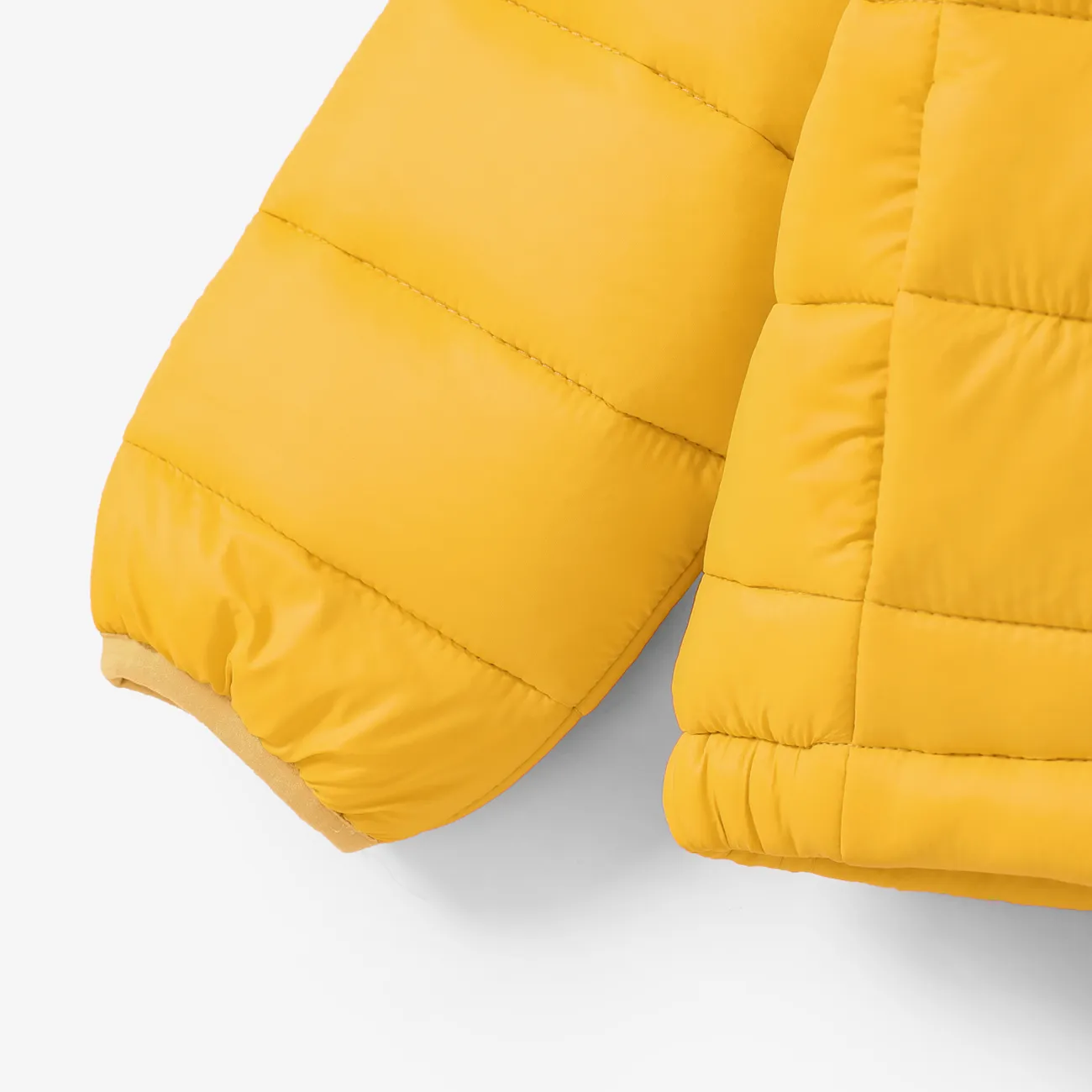 Kid Boy/Kid Girl Lightweight Zipper Solid Hooded Coat Yellow big image 1