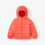 Kid Boy/Kid Girl Lightweight Zipper Solid Hooded Coat Orange