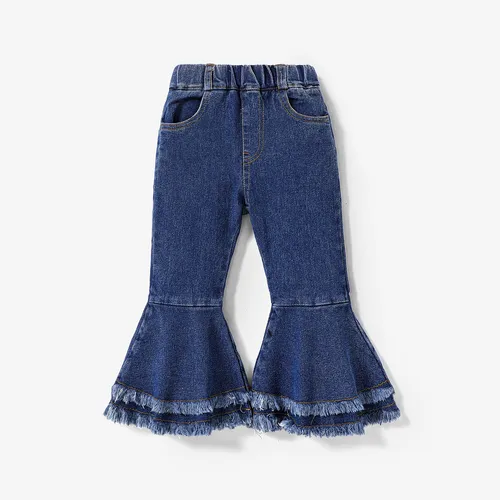Kid Girl Sweet Ruffle Edge Denim Jeans