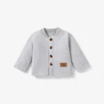 Baby Boy/Girl Solid Color Casual  Long Sleeves Jacke/Tee Set  Grey