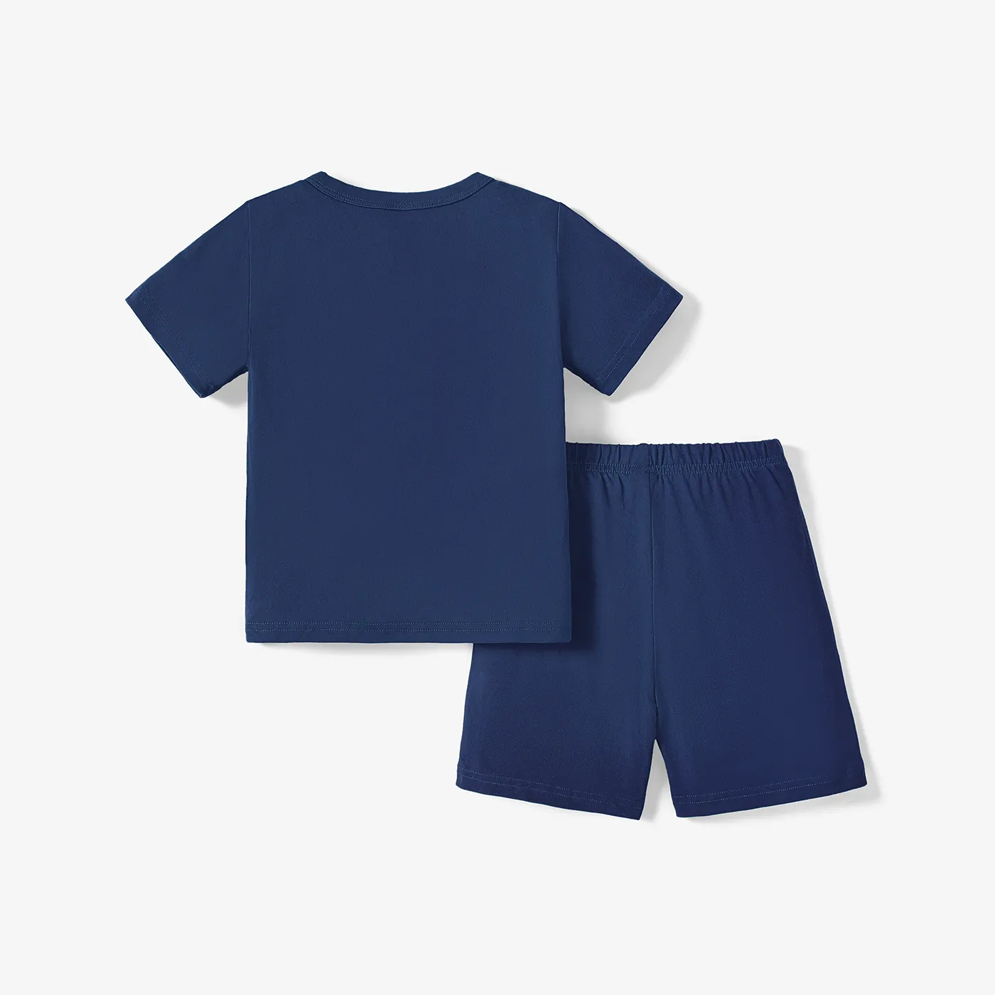 2pcs Kid Boy Letter Print Short-sleeve Tee and Elasticized Shorts Set Blue image 2