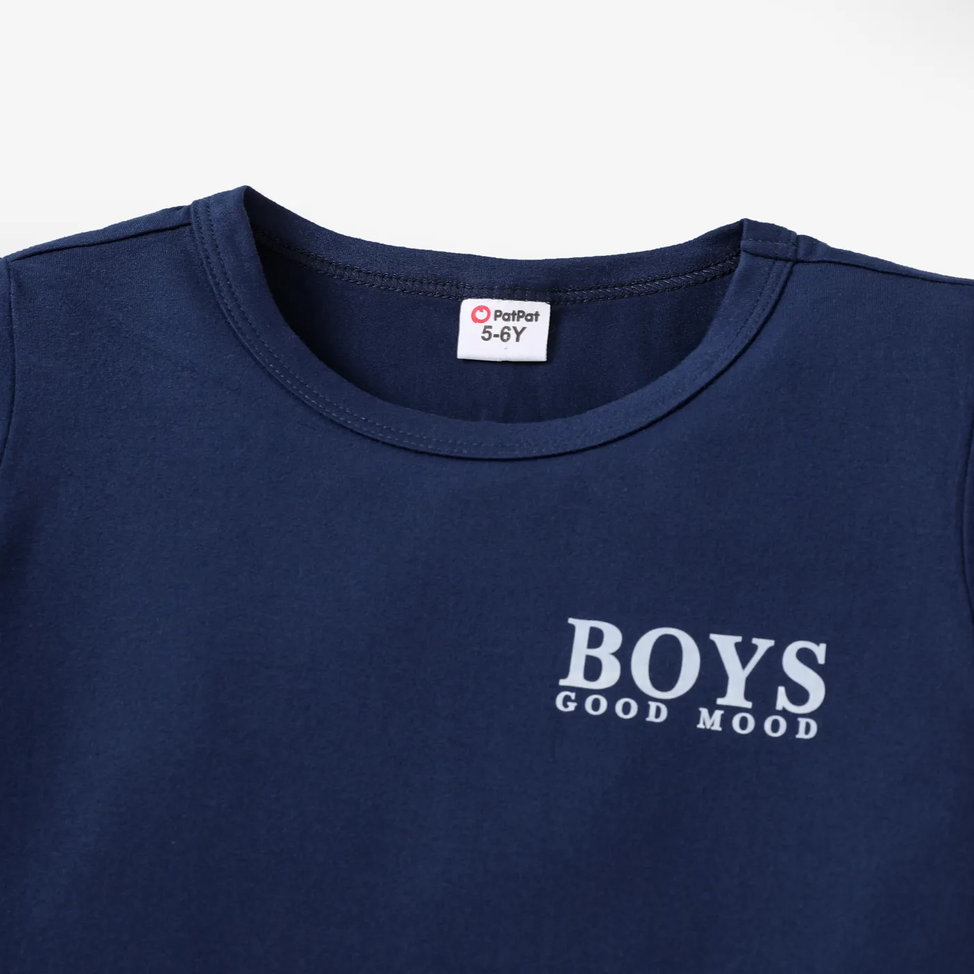2pcs Kid Boy Letter Print Short-sleeve Tee and Elasticized Shorts Set Blue image 3