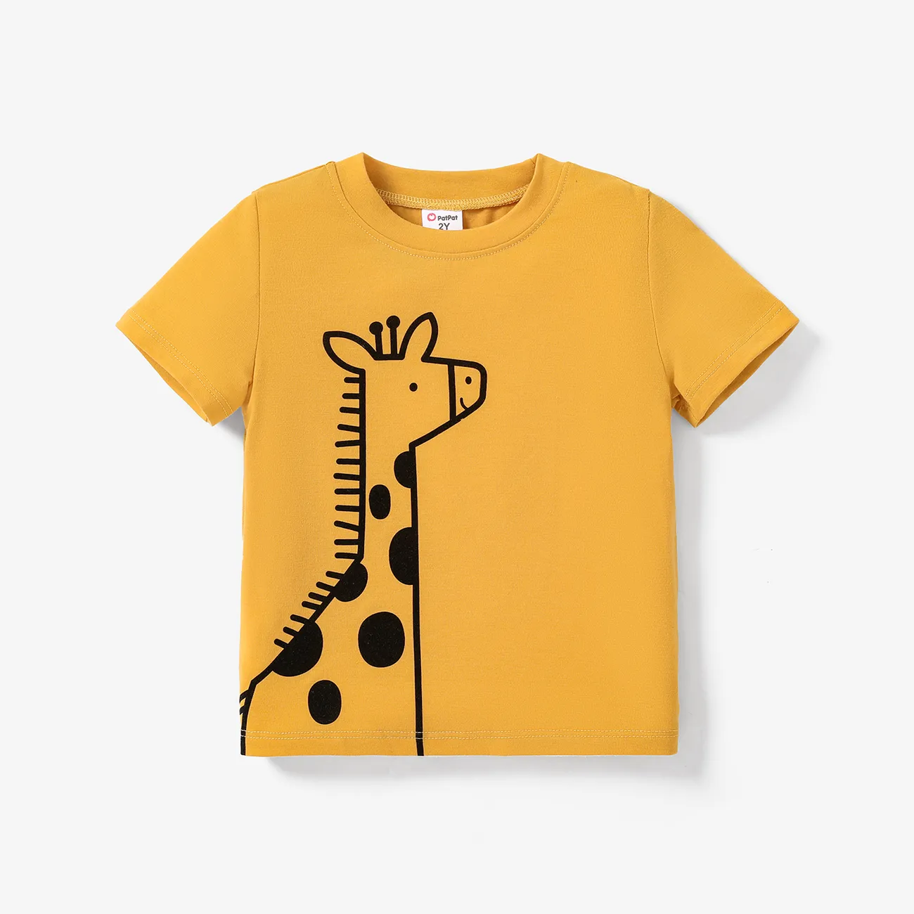 Toddler Boy Animal Print Short-sleeve Tee LightOrangeYellow big image 1