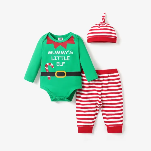 3pcs Baby Boy/Girl Childlike Christmas Top/ Pants/ Hat Sets