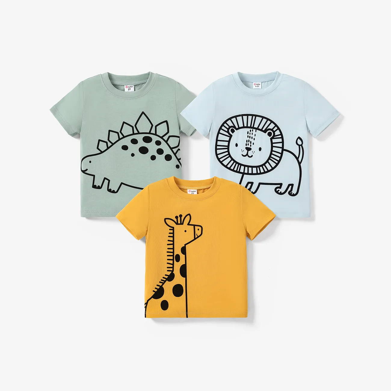 Criança Menino Infantil Leão Manga curta T-shirts amarelo claro big image 1