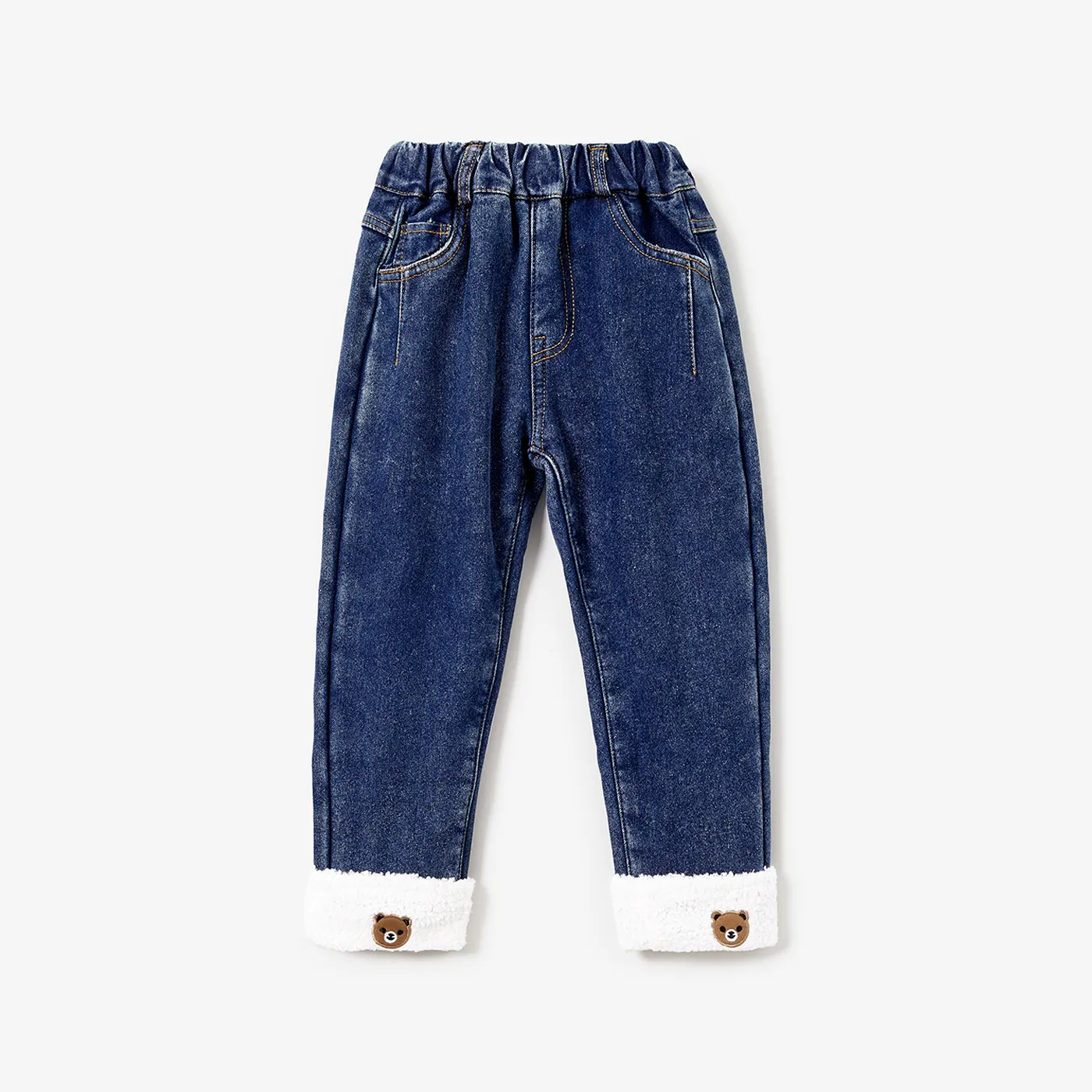 Toddler/Kid Girl/Boy Childlike Animal Pattern Bear Stitched Jeans