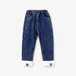Kleinkind / Kind Mädchen Bär Tierdruck Fleece Sweatshirt / Jeans / Reißverschluss Stiefel / warme Mütze und Schal Set blau