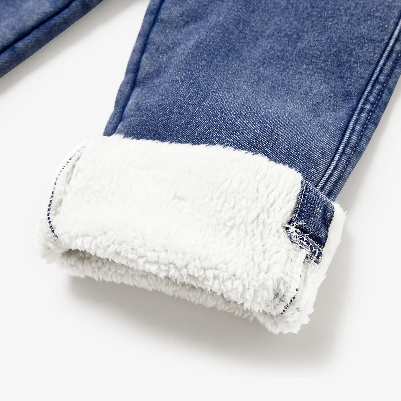 Toddler Girl/Kid Girl Fabric Stitching Fleece Casual Jeans  image 5