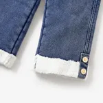 Toddler Girl/Kid Girl Fabric Stitching Fleece Casual Jeans  image 6