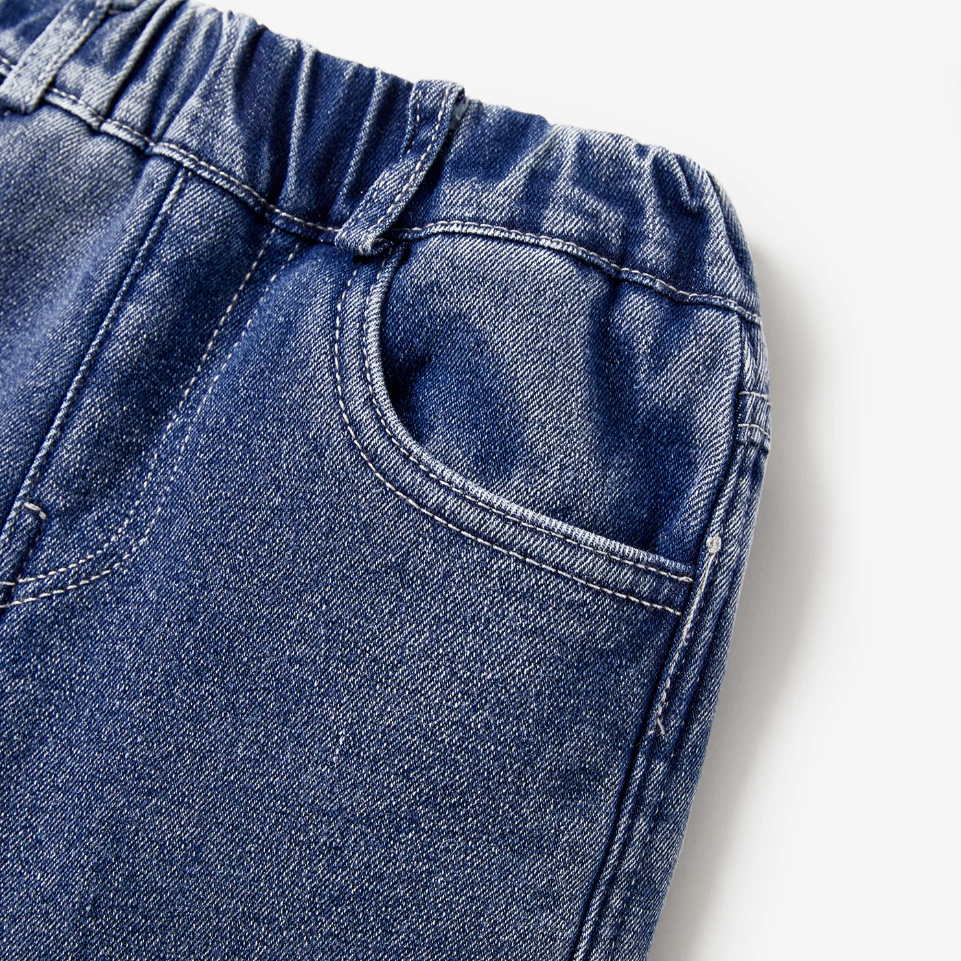 Toddler Girl/Kid Girl Fabric Stitching Fleece Casual Jeans  image 2