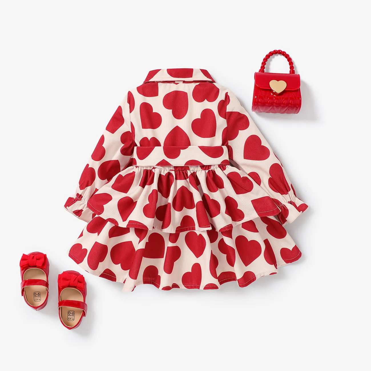 2 Stück Baby Mehrlagig Süß Langärmelig Kleider rot big image 1