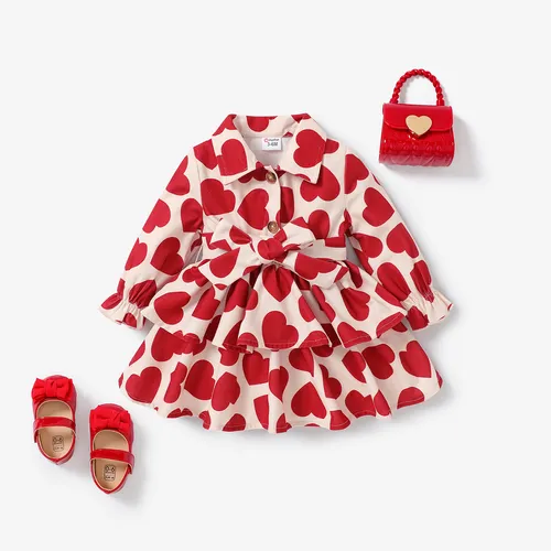 Baby Girl Sweet Multi-layered Heart-shaped Long Sleeve Dress 