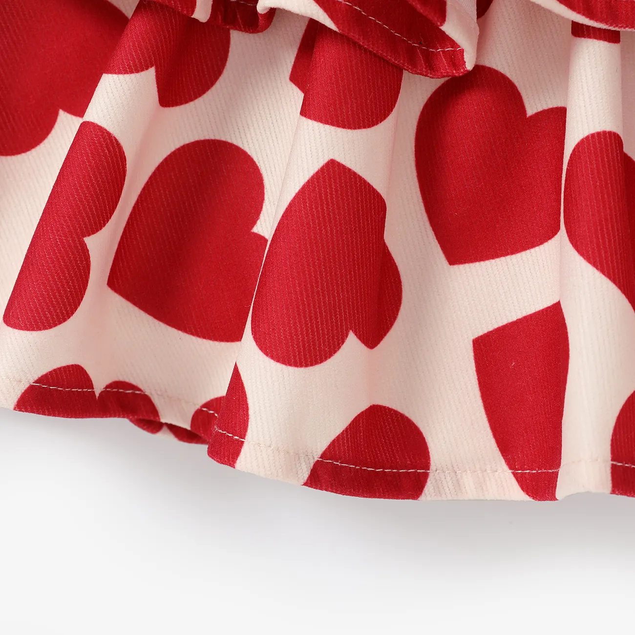 Baby Girl Sweet Multi-layered Heart-shaped Long Sleeve Dress  Red big image 1