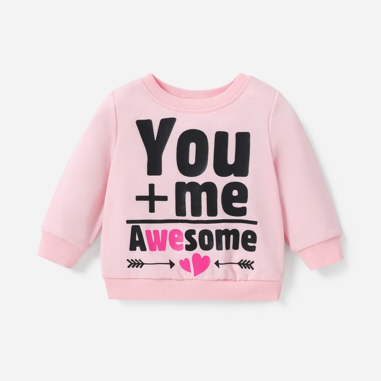 Baby Girl Childlike Letter Heart print Pullover Sweatshit big image 1