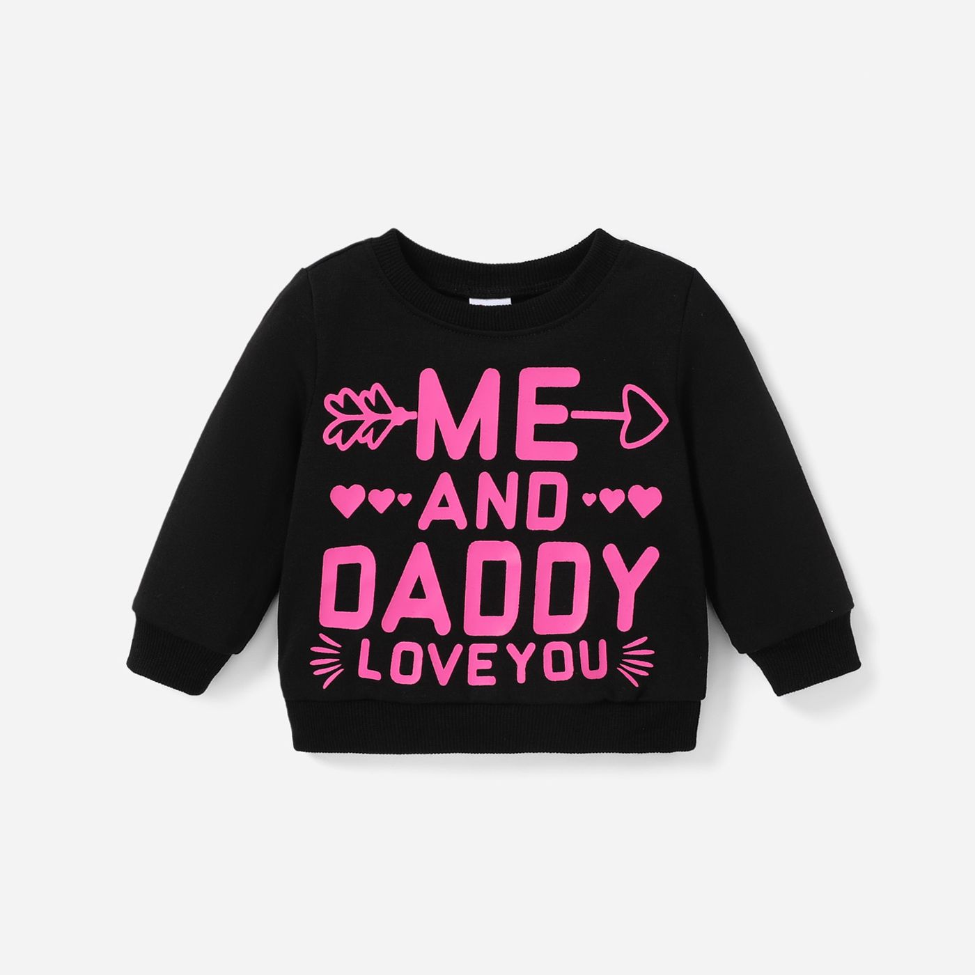 Baby Girl Childlike Letter Heart Print Pullover Sweatshit